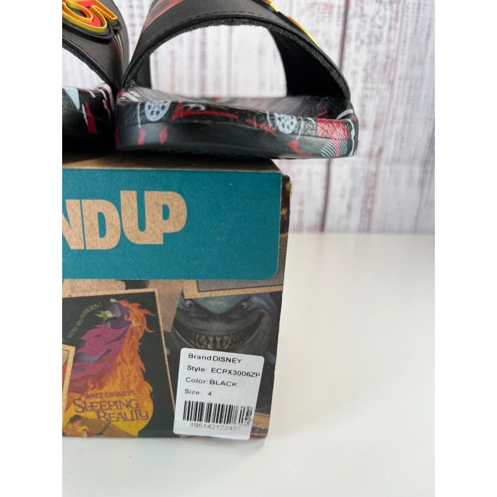 Disney Cars Slides Sandals Size 4 Lightning McQueen 95 Black Red Multicolor